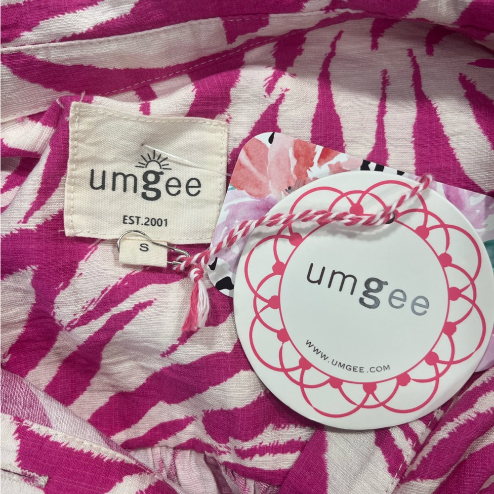 Umgee Pink Zebra Print Shirt Dress Oversized Button Front Mini Dress Small NWT - Picture 8 of 9